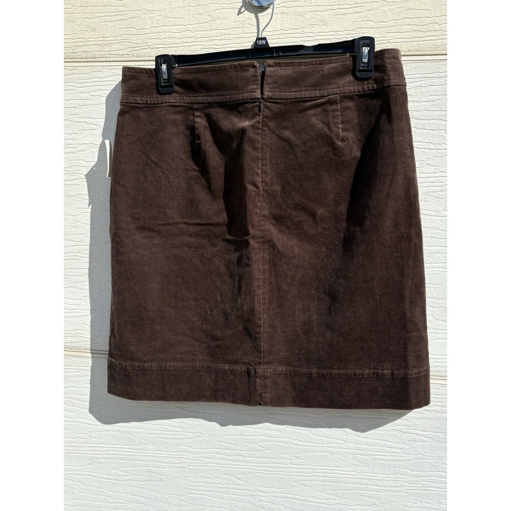 Christopher Banks Brown Corduroy Pencil Skirt Womens 16 Side Zip Knee Length